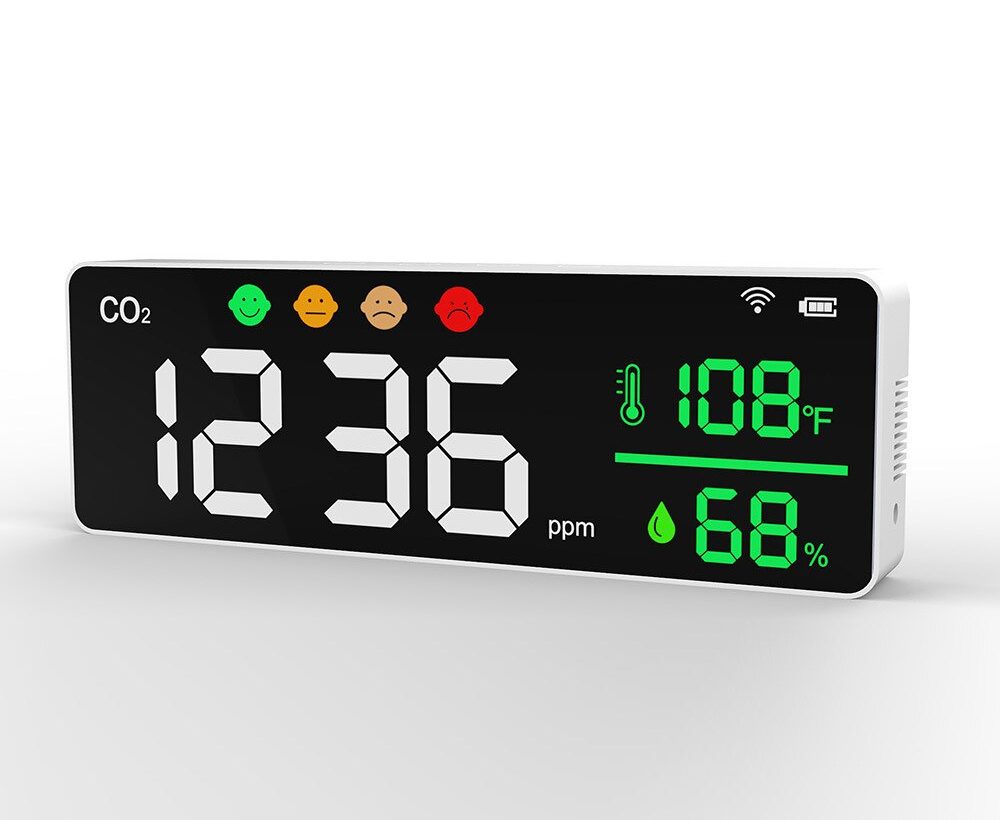 Temperatura Y Humedad Relativa Pared Montable Carbono Dióxido Detector Aire Calidad Monitor Ndir Sensor 0 ~ 5000ppm Gama Elikliv Interior CO2 Metro 
