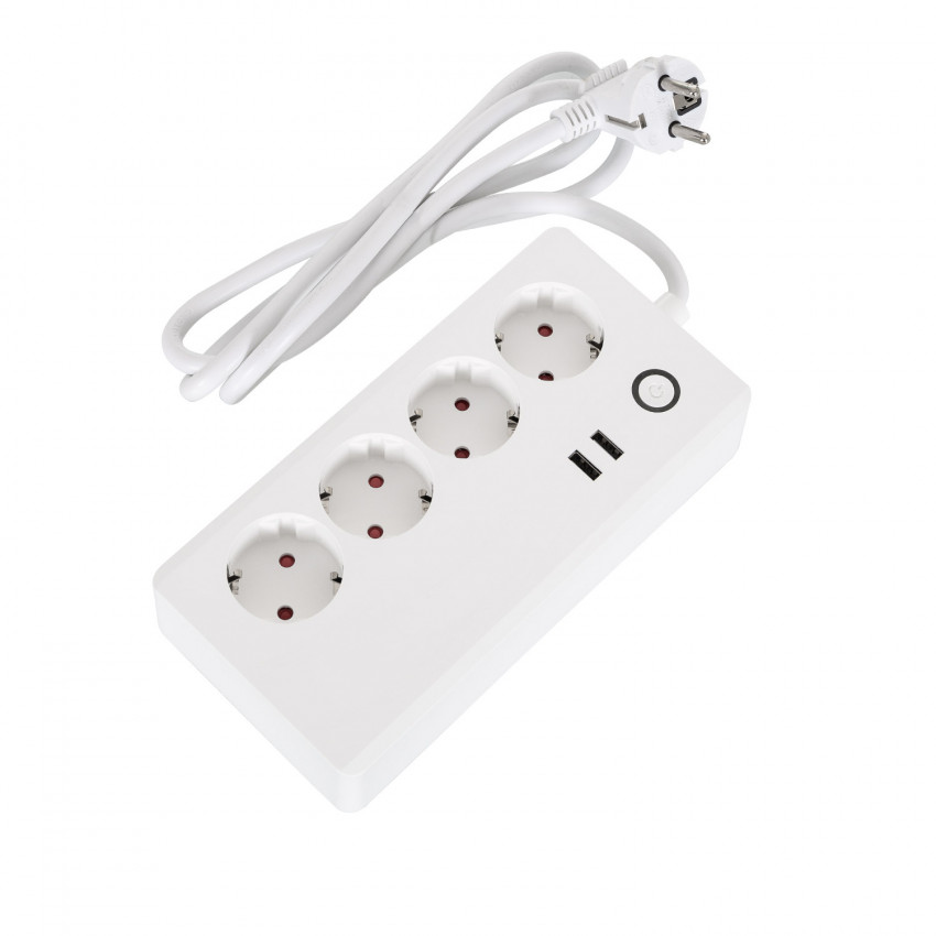 Base Múltiple 4 Enchufes Tipo F Schuko + 2 xUSB Smart WiFi Tuya - Microled  Ibérica